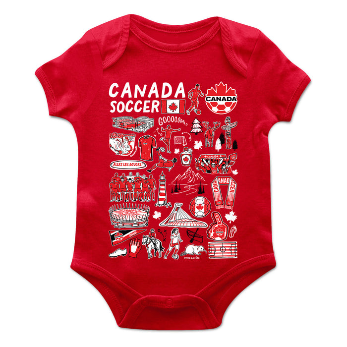 Canadá Soccer Cotton Short Sleeve Bodysuit Red Impressions Artwork