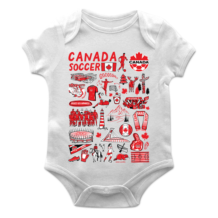Canadá Soccer Cotton Short Sleeve Bodysuit White Impressions Artwork