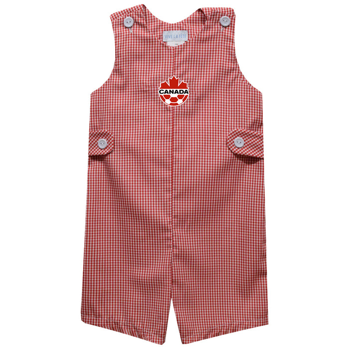 Canada Soccer Vive La Fete Gingham Jon Jon Romper - Red