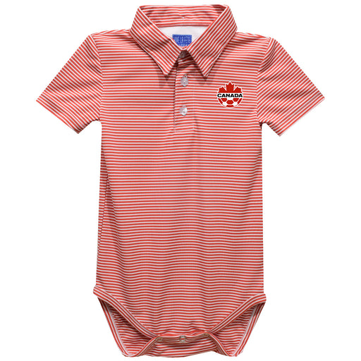 Canada Soccer Vive La Fete Polo Pencil Stripe Bodysuit - Red