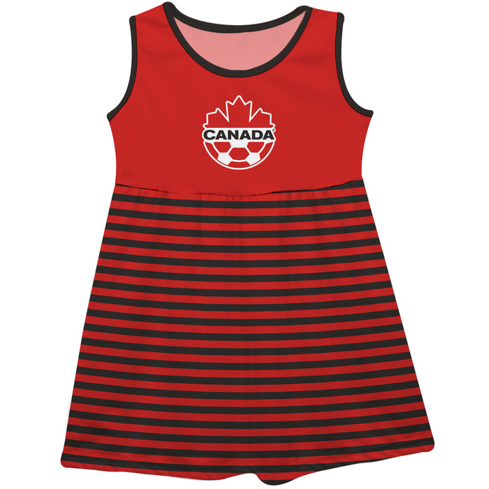 Canadá Soccer Flag Stripes Red Sleeveless Tank Dress