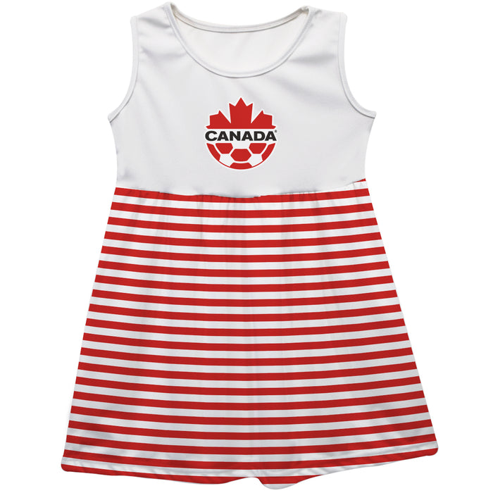Canadá Soccer Flag Stripes White Sleeveless Tank Dress