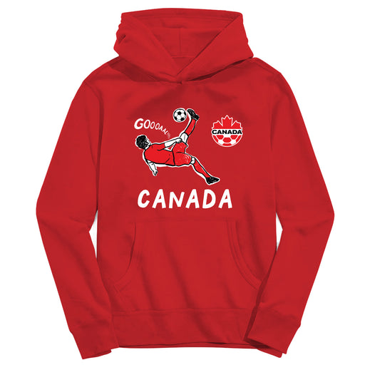 Canadá Soccer Youth Red Pullover Cotton Hoodie