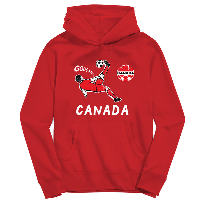 Canadá Soccer Youth Red Pullover Cotton Hoodie