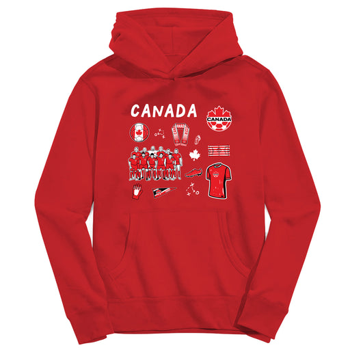 Canadá Soccer Youth Red Pullover Cotton Hoodie