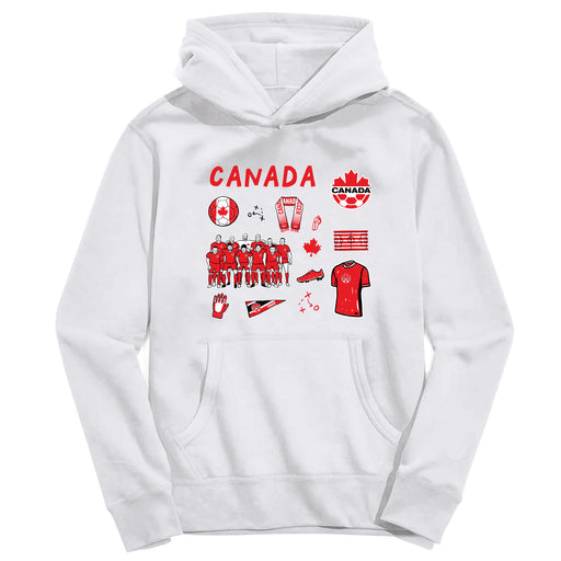 Canadá Soccer Youth White Pullover Cotton Hoodie