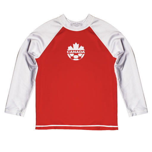 Canadá Soccer Logo Red Long Sleeve Raglan Rashguard
