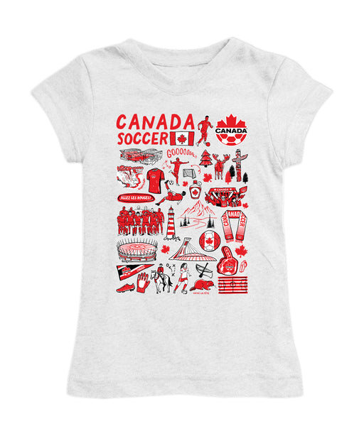 Canadá Soccer Girl´s Fitted Cotton T-shirt White Impressions Artwork