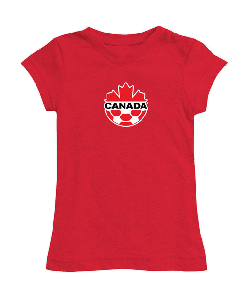 Canadá Soccer Girl´s Fitted Cotton T-shirt Red