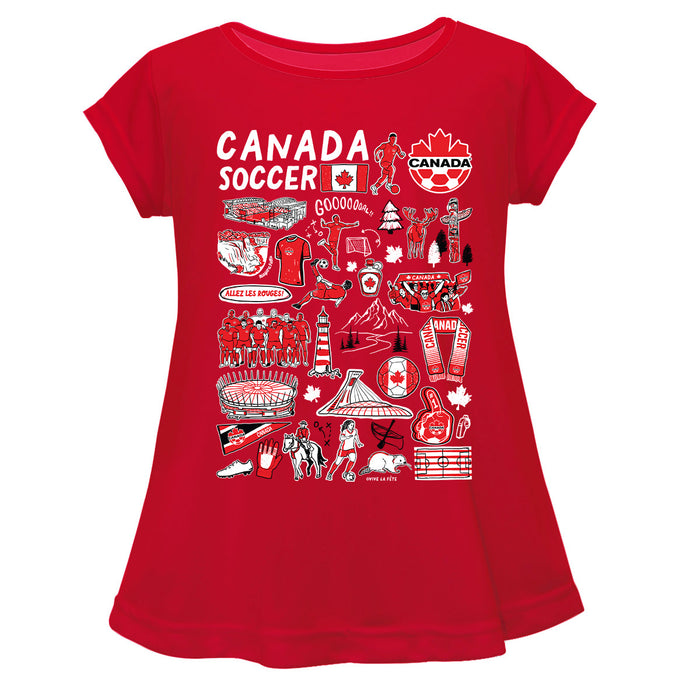 Canadá Soccer Cotton Short Sleeve Red Youth A-line Top
