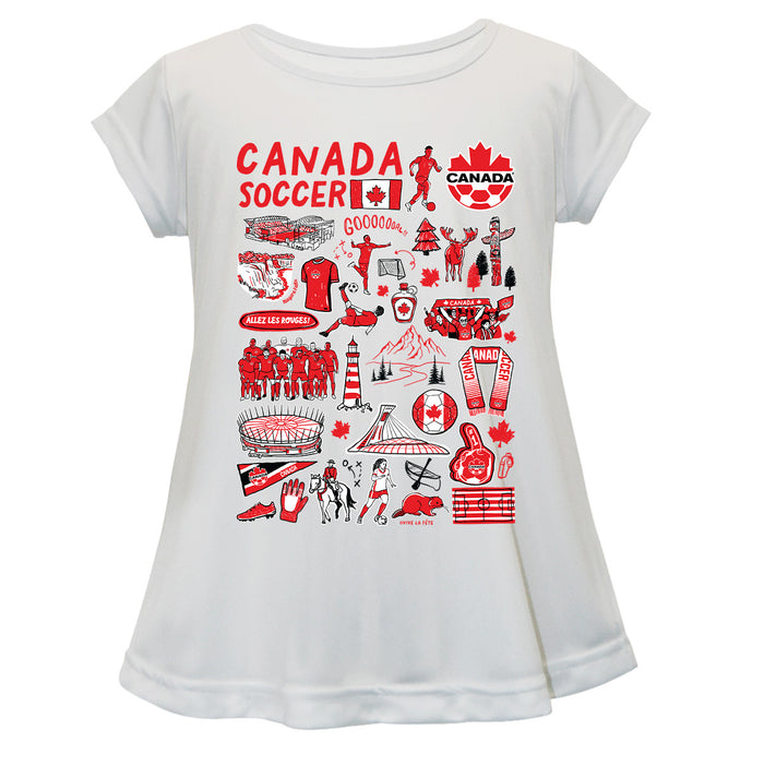 Canadá Soccer Cotton Short Sleeve White Youth A-line Top