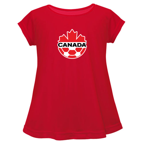 Canadá Soccer Cotton Short Sleeve Red Youth A-line Top