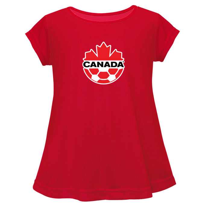 Canadá Soccer Cotton Short Sleeve Red Youth A-line Top