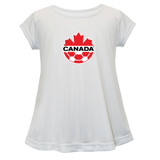 Canadá Soccer Cotton Short Sleeve White Youth A-line Top