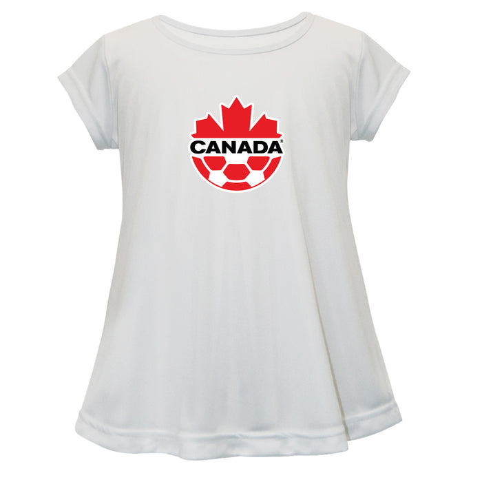 Canadá Soccer Cotton Short Sleeve White Youth A-line Top