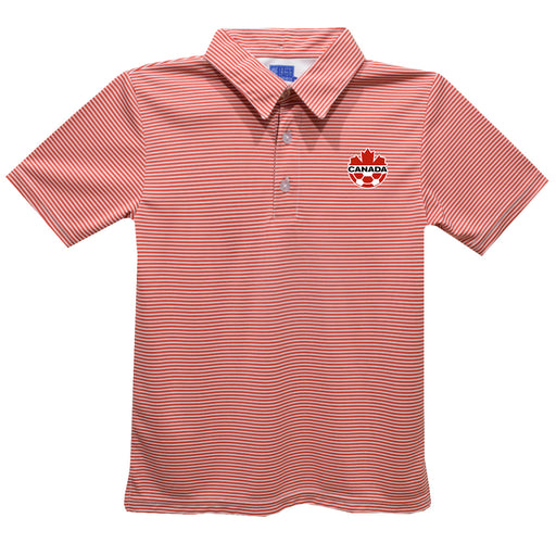 Canada Soccer Vive La Fete Pencil Stripe Polo - Red
