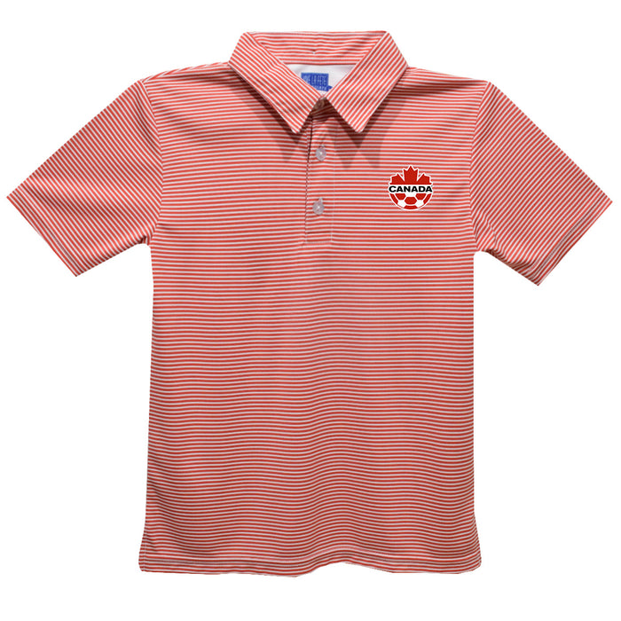 Canada Soccer Vive La Fete Pencil Stripe Polo - Red