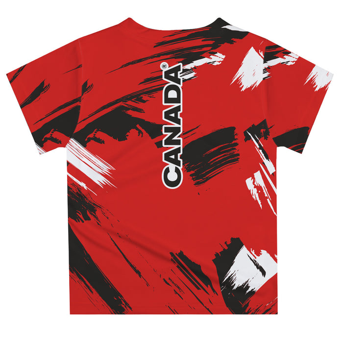 Canadá Soccer Paint Brush Boys Game Day Red Short Sleeve Tee - Vive La Fête - Online Apparel Store