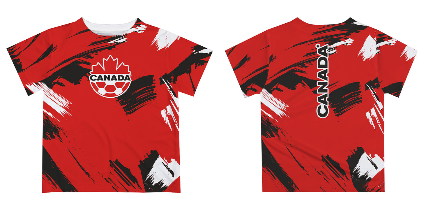 Canadá Soccer Paint Brush Boys Game Day Red Short Sleeve Tee - Vive La Fête - Online Apparel Store