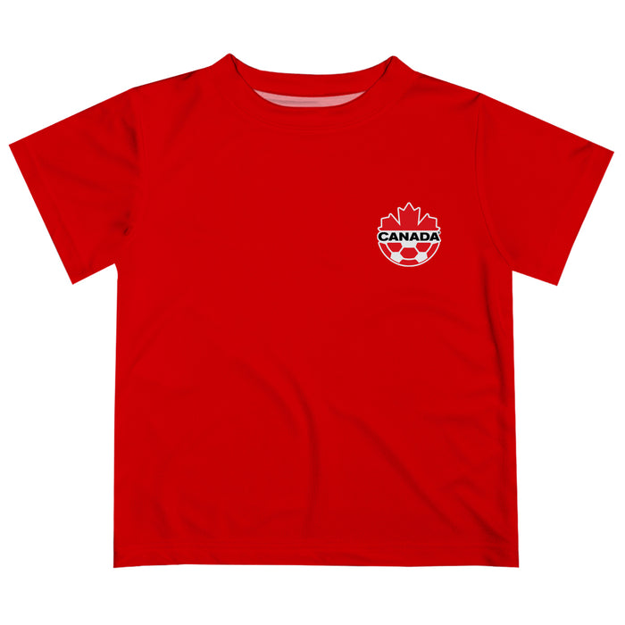 Canadá Soccer Impressions Artwork Boys Red Short Sleeve Tee