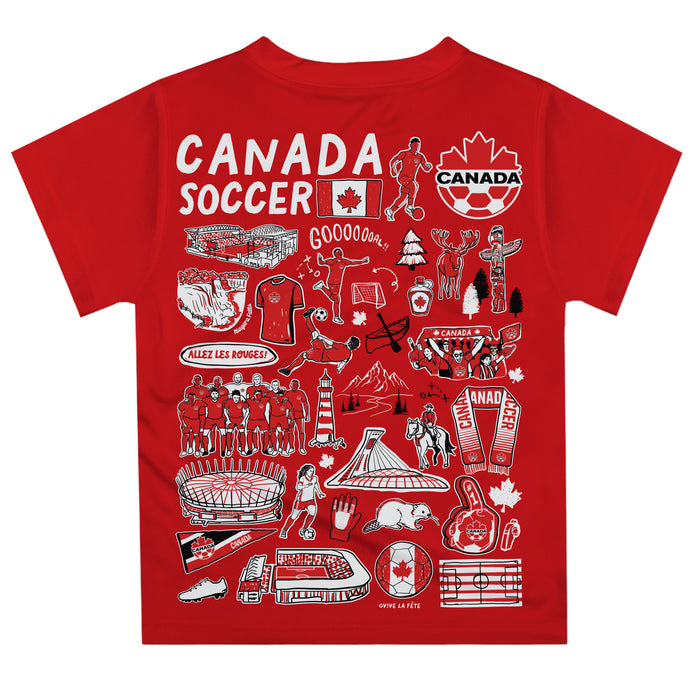 Canadá Soccer Impressions Artwork Boys Red Short Sleeve Tee - Vive La Fête - Online Apparel Store