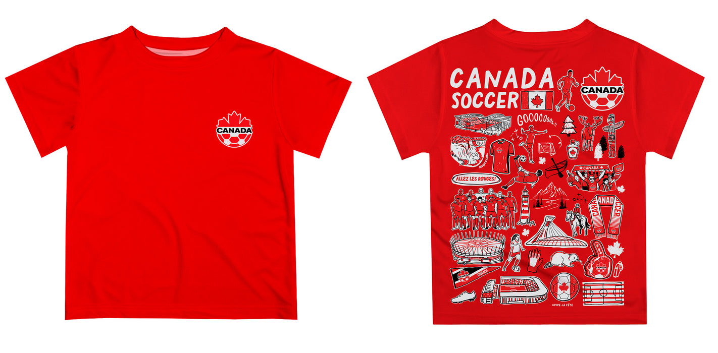 Canadá Soccer Impressions Artwork Boys Red Short Sleeve Tee - Vive La Fête - Online Apparel Store