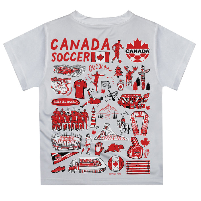 Canadá Soccer Impressions Artwork Boys White Short Sleeve Tee - Vive La Fête - Online Apparel Store