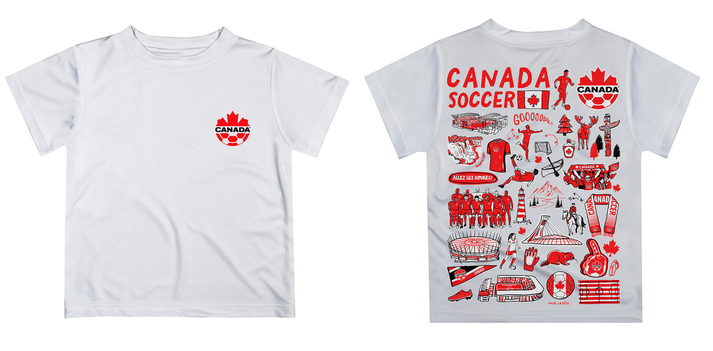Canadá Soccer Impressions Artwork Boys White Short Sleeve Tee - Vive La Fête - Online Apparel Store