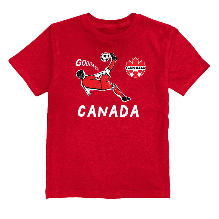 Canadá Soccer Impressions Artwork Red Youth Cotton T-Shirt