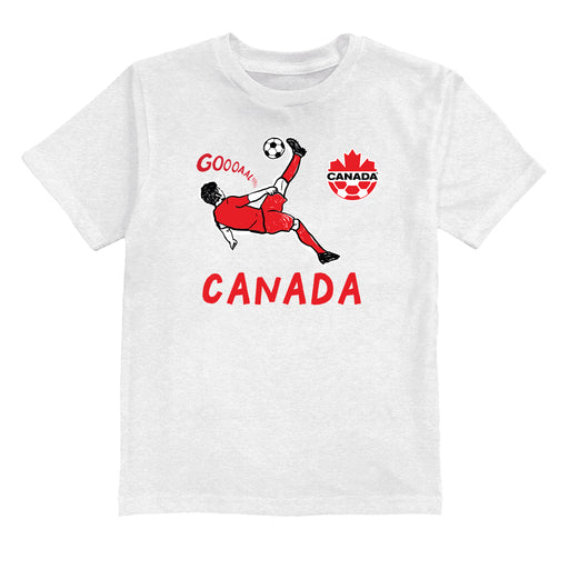 Canadá Soccer Impressions Artwork White Youth Cotton T-Shirt