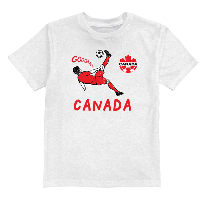 Canadá Soccer Impressions Artwork White Youth Cotton T-Shirt