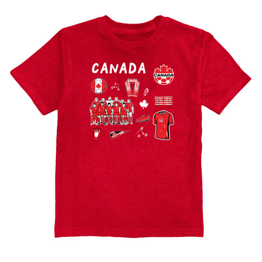 Canadá Soccer Impressions Artwork Red Youth Cotton T-Shirt