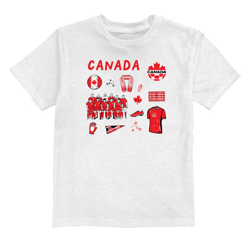 Canadá Soccer Impressions Artwork White Youth Cotton T-Shirt