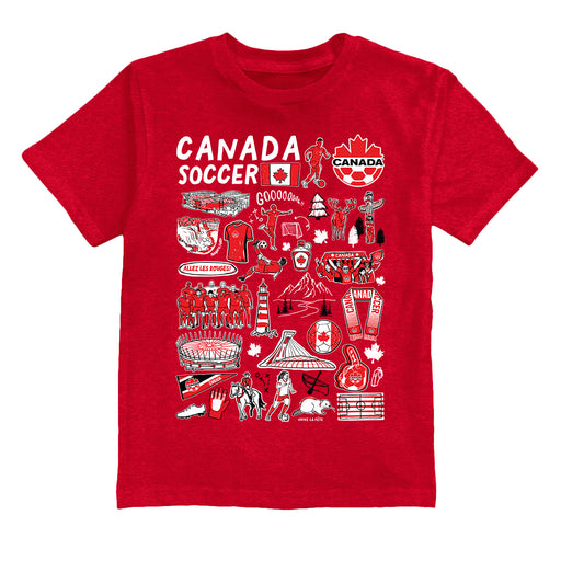 Canadá Soccer Impressions Artwork Red Youth Cotton T-Shirt