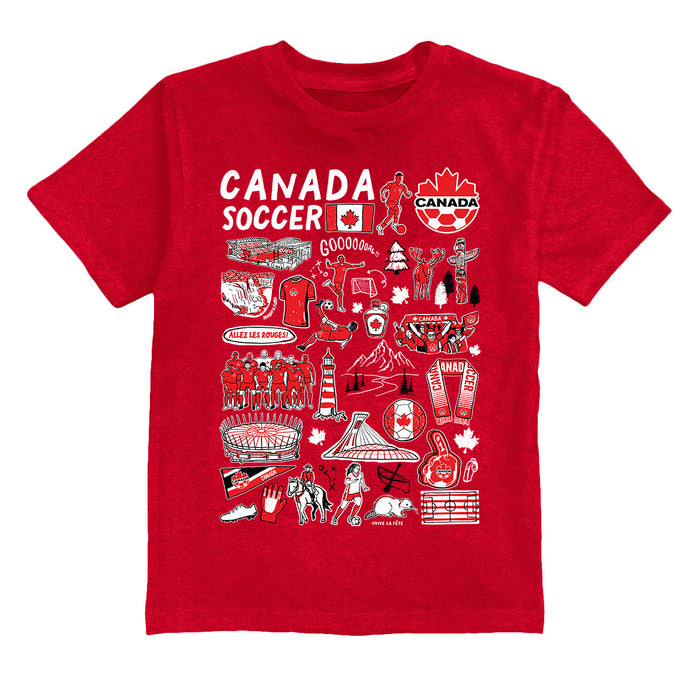 Canadá Soccer Impressions Artwork Red Youth Cotton T-Shirt