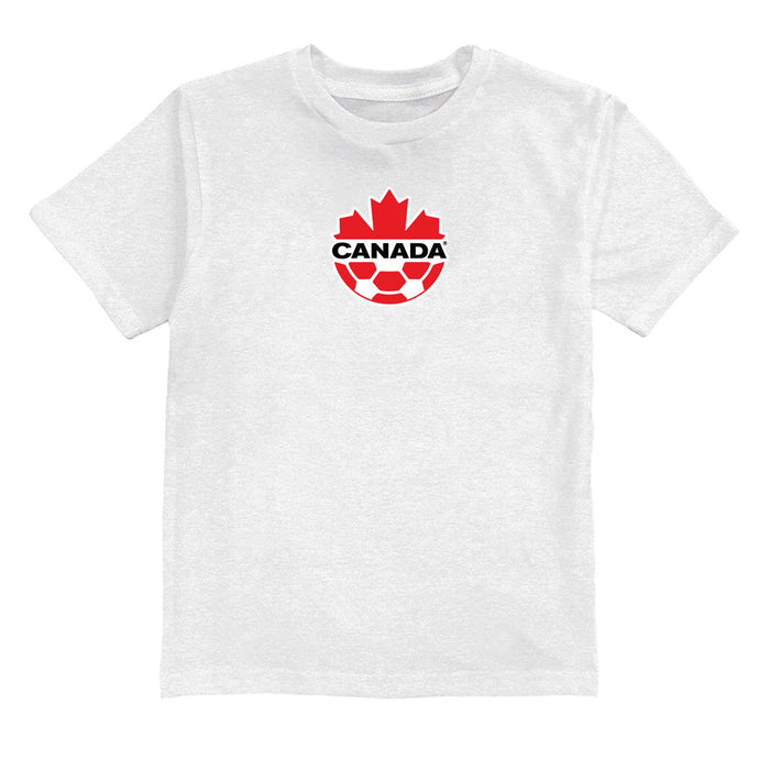 Canadá Soccer White Youth Cotton T-Shirt