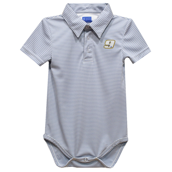 Chase Elliott Vive La Fete Polo Pencil Stripe Bodysuit - Gray