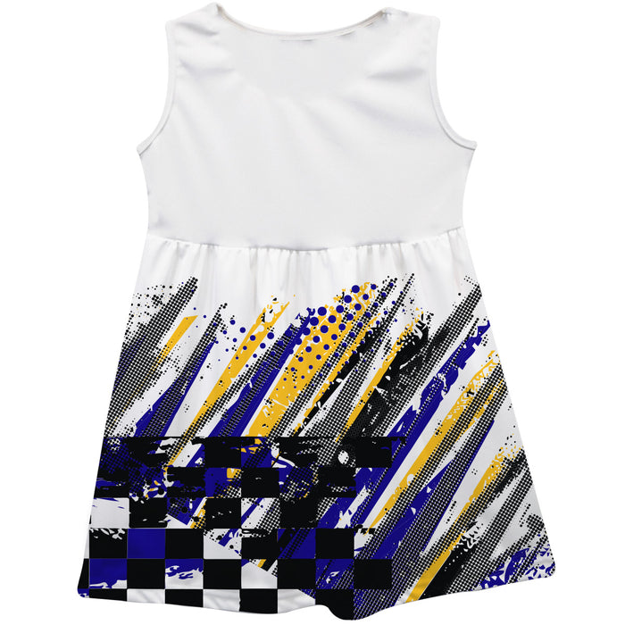 Chase Elliott Nascar Abstract Check Halftones Tank Dress - White