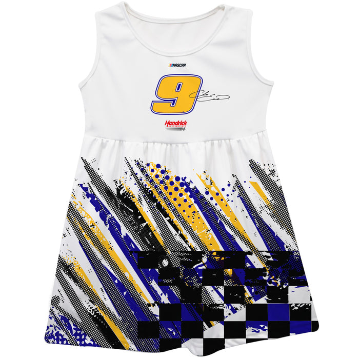 Chase Elliott Nascar Abstract Check Halftones Tank Dress - White