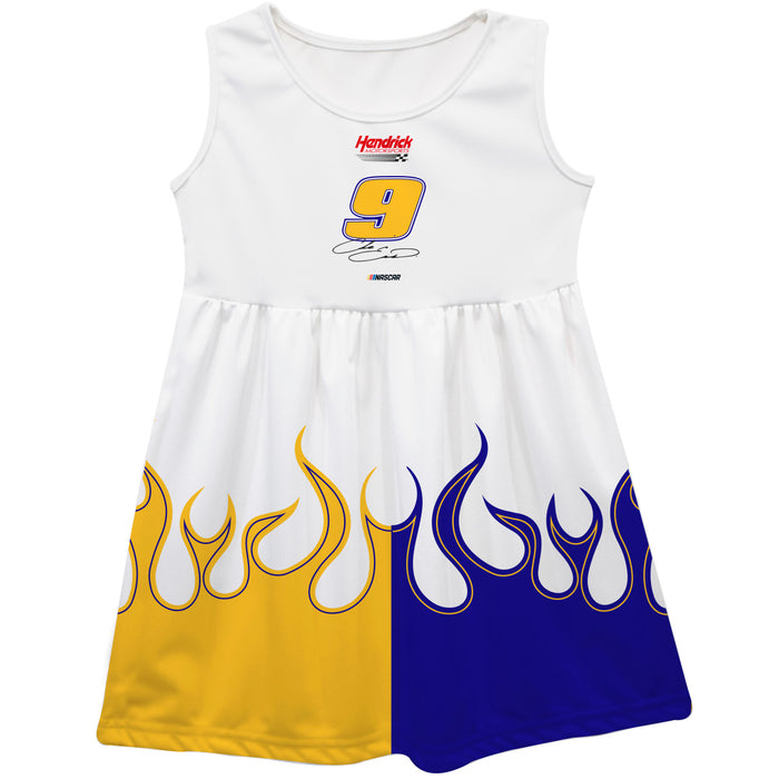 Chase Elliot NASCAR Color Block Blue and Gold Flames Tank Dress