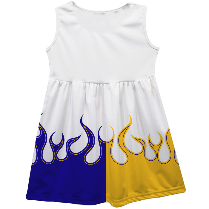 Chase Elliot NASCAR Color Block Blue and Gold Flames Tank Dress - Vive La Fête - Online Apparel Store