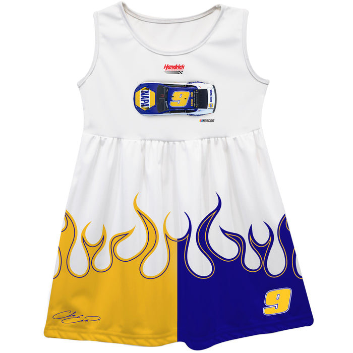 Chase Elliot NASCAR Color Block Blue and Gold Flames Tank Dress - Vive La Fête - Online Apparel Store