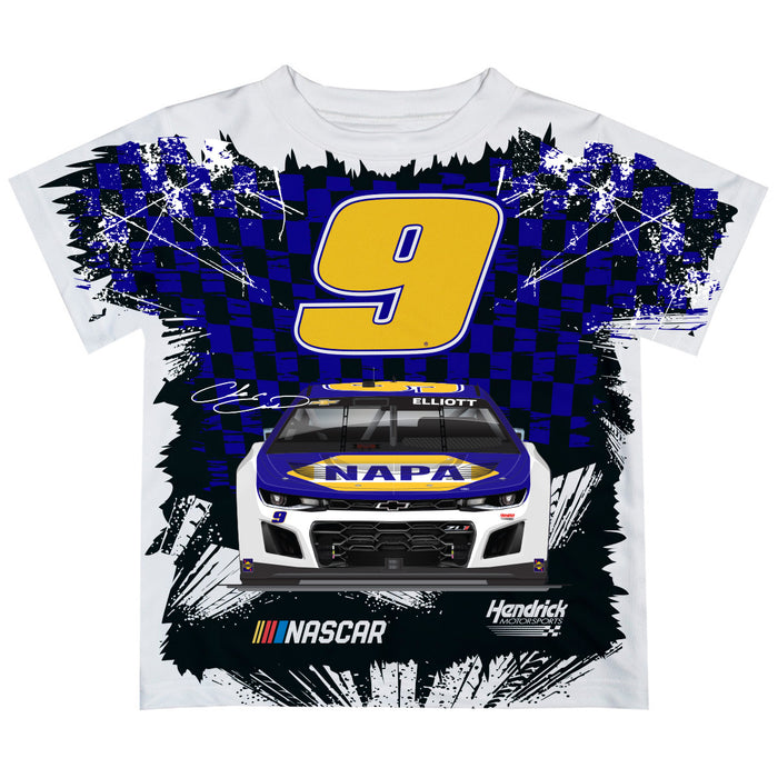 Chase Elliott Vive La Fete Checkered Racing Car T-Shirt - Blue