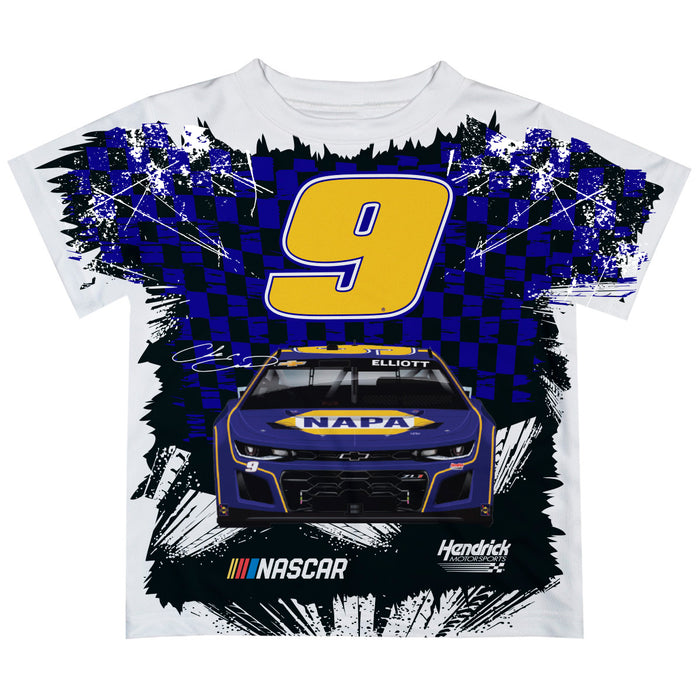 Chase Elliott Vive La Fete Checkered Racing Car T-Shirt - Blue