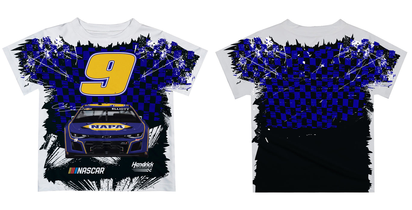 Chase Elliott Vive La Fete Checkered Racing Car T-Shirt - Blue - Vive La Fête - Online Apparel Store