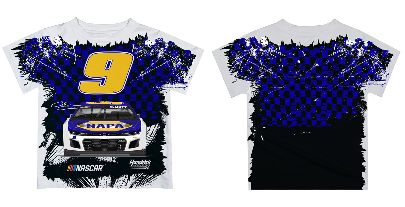 Chase Elliott Vive La Fete Checkered Racing Car T-Shirt - Blue