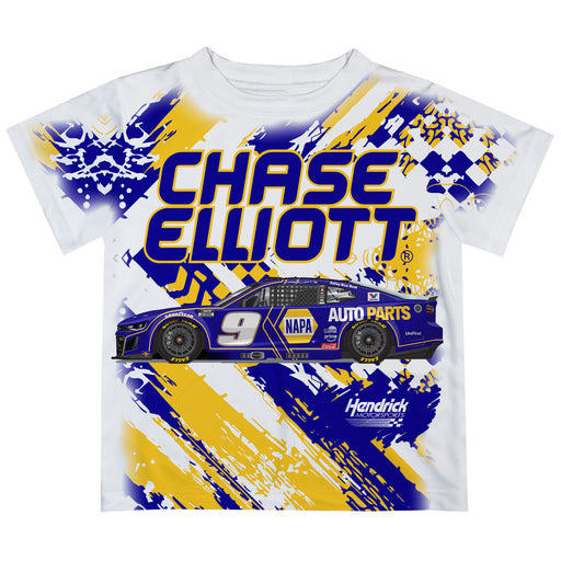 Chase Elliott Vive La Fete Paint Brush Racing Car T-Shirt - White