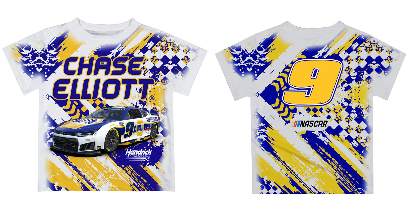Chase Elliott Vive La Fete Paint Brush Racing Car T-Shirt - White