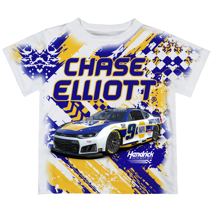 Chase Elliott Vive La Fete Paint Brush Racing Car T-Shirt - White