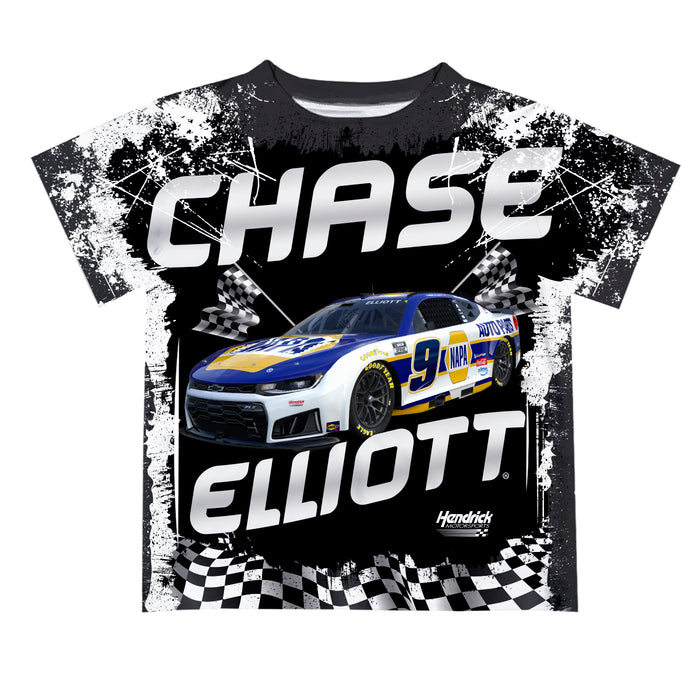 Chase Elliott Vive La Fete Checkered Racing Car T-Shirt - Black
